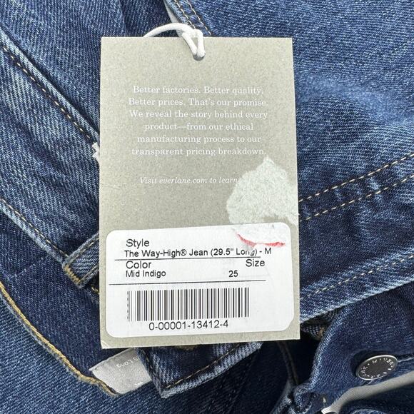 Everlane Women's 90's Way High Straight Leg Jean Size 25 Long Mid Indigo - Picture 9 of 16